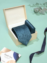 Teal Paisley Necktie & Pocket Square Giftset