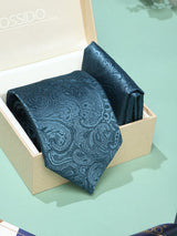 Teal Paisley Necktie & Pocket Square Giftset