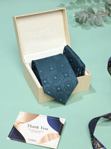 Teal Floral Necktie & Pocket Square Giftset