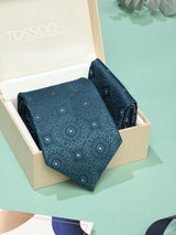 Teal Floral Necktie & Pocket Square Giftset