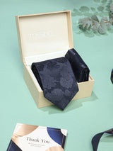 Blue Floral Necktie & Pocket Square Giftset