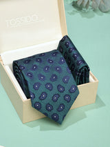 Green & Blue Paisley Necktie & Pocket Square Giftset