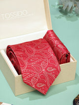Red Paisley Necktie & Pocket Square Giftset