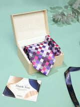 Purple Check Necktie & Pocket Square Giftset