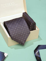 Grey Dot Necktie & Pocket Square Giftset