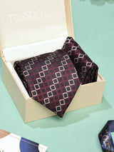 Purple Geometric Necktie & Pocket Square Giftset
