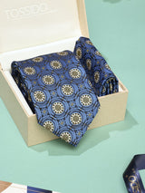 Blue Floral Necktie & Pocket Square Giftset