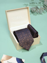 Brown Abstract Necktie & Pocket Square Giftset
