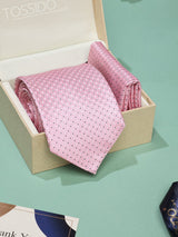 Pink Geometric Necktie & Pocket Square Giftset
