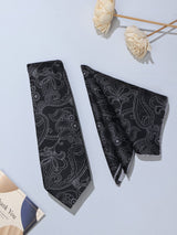 Black Paisley Necktie & Pocket Square Giftset