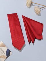 Red Geometric Necktie & Pocket Square Giftset