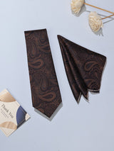 Brown Paisley Necktie & Pocket Square Giftset