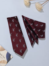 Maroon Deer Necktie & Pocket Square Giftset