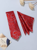 Red Paisley Necktie & Pocket Square Giftset