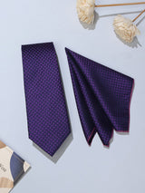 Purple Geometric Necktie & Pocket Square Giftset