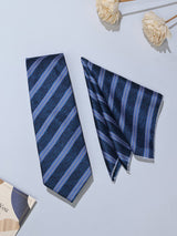 Blue Stripe Necktie & Pocket Square Giftset