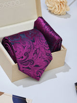 Purple Paisley Necktie & Pocket Square Giftset
