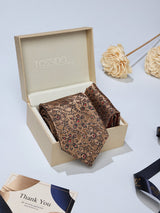 Gold Floral Necktie & Pocket Square Giftset