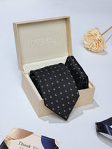 Black Geometric Necktie & Pocket Square Giftset