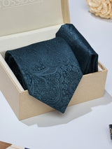 Teal Paisley Necktie & Pocket Square Giftset