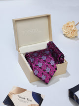Purple Floral Necktie & Pocket Square Giftset