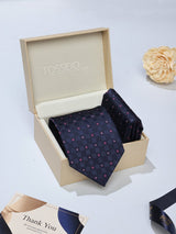 Blue Geometric Necktie & Pocket Square Giftset