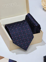 Blue Geometric Necktie & Pocket Square Giftset