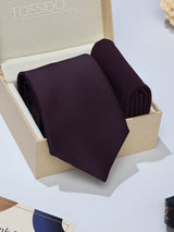 Purple Solid Necktie & Pocket Square Giftset