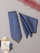 Blue Geometric Necktie & Pocket Square Giftset