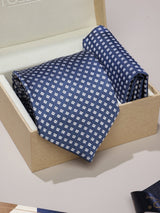 Blue Geometric Necktie & Pocket Square Giftset