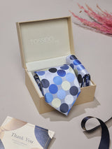 Blue Polka Necktie & Pocket Square Giftset