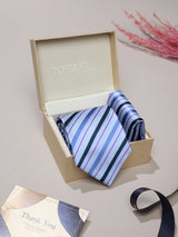 Blue Stripe Necktie & Pocket Square Giftset