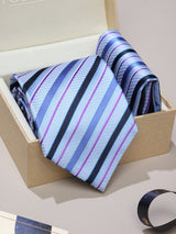 Blue Stripe Necktie & Pocket Square Giftset