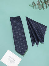 Blue Geometric Necktie & Pocket Square Giftset
