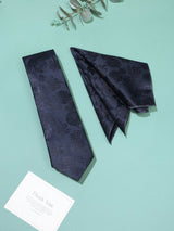 Blue Floral Necktie & Pocket Square Giftset