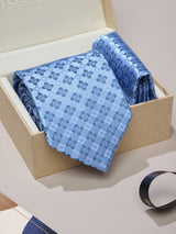 Blue Geometric Necktie & Pocket Square Giftset