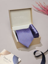 Violet Stripe Necktie & Pocket Square Giftset