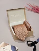Peach Geometric Necktie & Pocket Square Giftset