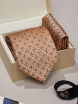 Peach Geometric Necktie & Pocket Square Giftset