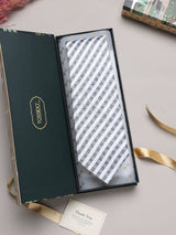 Grey & White Stripes Broad + Long Necktie