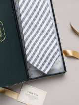 Grey & White Stripes Broad + Long Necktie