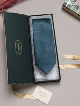 Teal Geometric Broad + Long Necktie