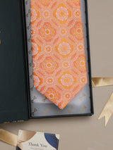 Orange Geometric Broad + Long Necktie