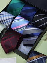 Modern Checks & Stripes Woven Neckties – 9 Piece Gift Set