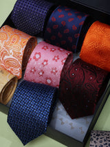 Paisley & Floral Woven Neckties – 9 Piece Gift Set