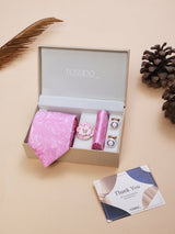 Pink Paisley Necktie Pocket Square Brooch & Cufflinks Giftset