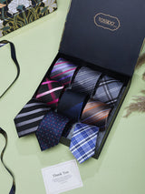 Classic Checks & Stripes Woven Neckties – 9 Piece Gift Set