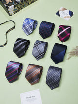 Classic Checks & Stripes Woven Neckties – 9 Piece Gift Set