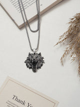 Silver Wolf Head Men's Chain