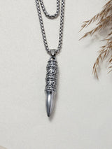 Silver Detailed Bullet Men's Chain